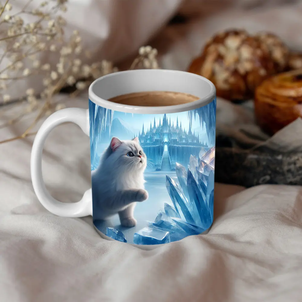 White Persian Cat Ice Crystal Fantasy Cave – Mugs