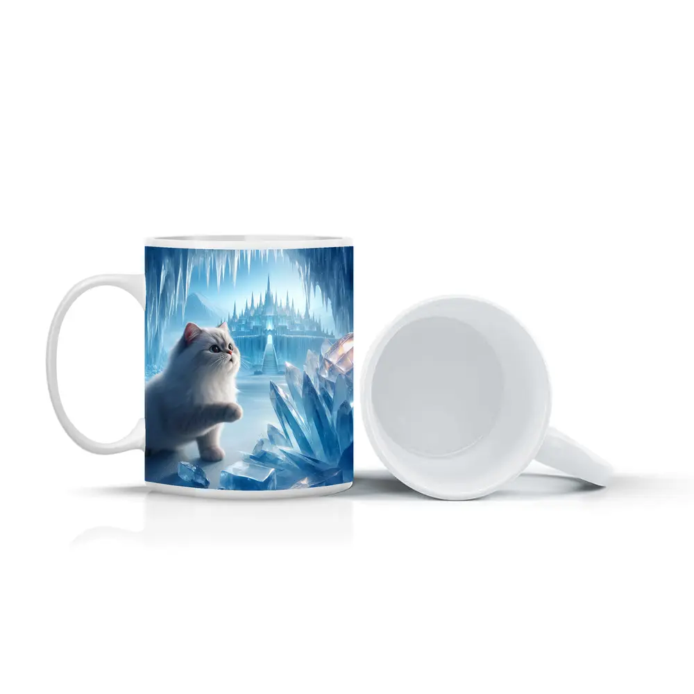 White Persian Cat Ice Crystal Fantasy Cave – Mugs