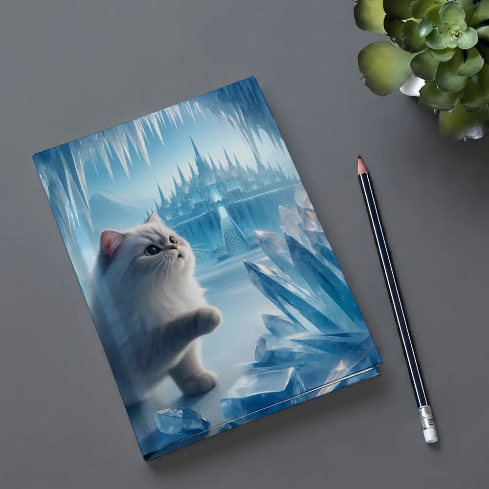 White Persian Cat Ice Crystal Fantasy Cave – Notebooks