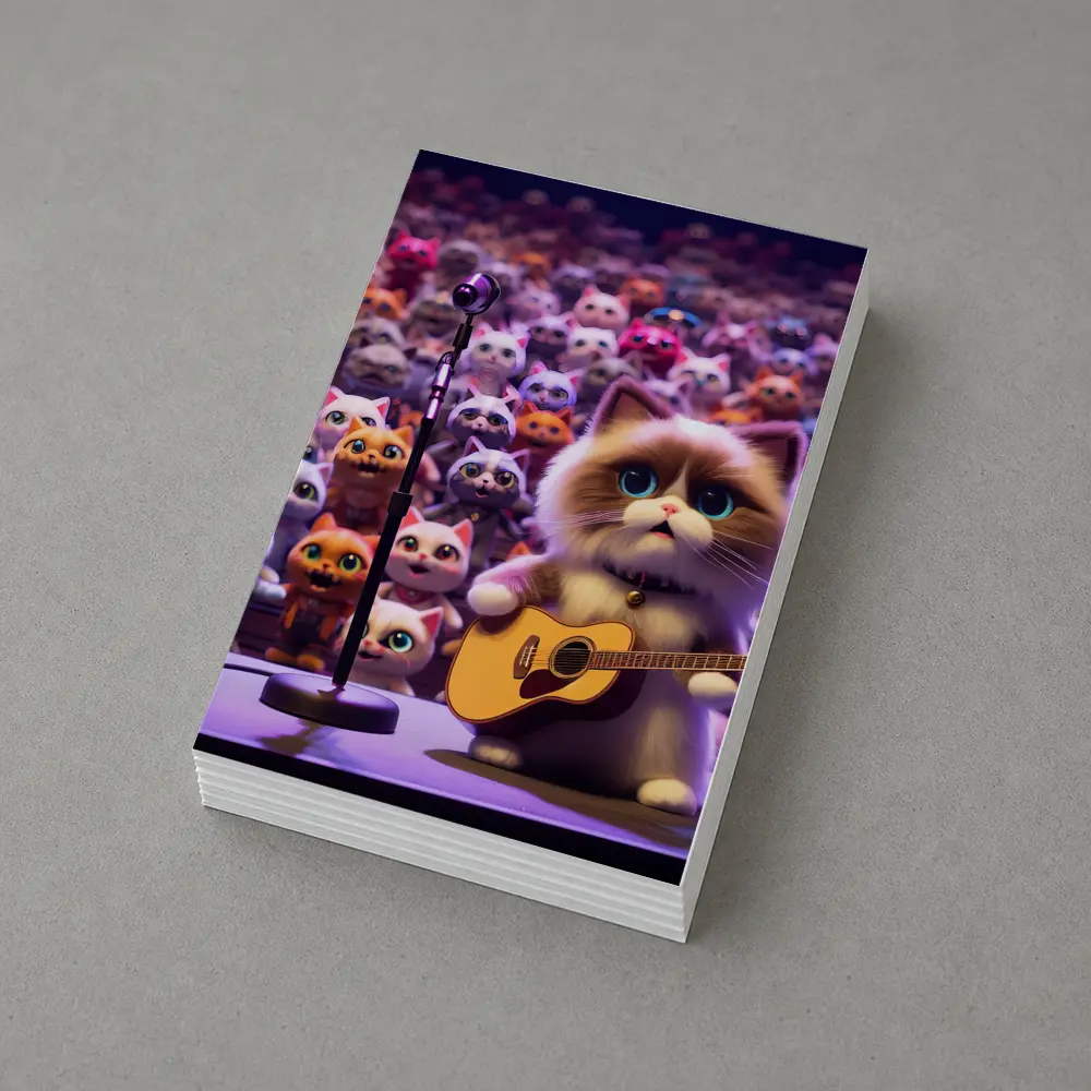 Cute Cat Playing Guitar On Stage – Postcards