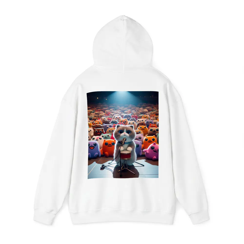 Cute Cat On Stage Cartoon Concert Crowd – Hoodies