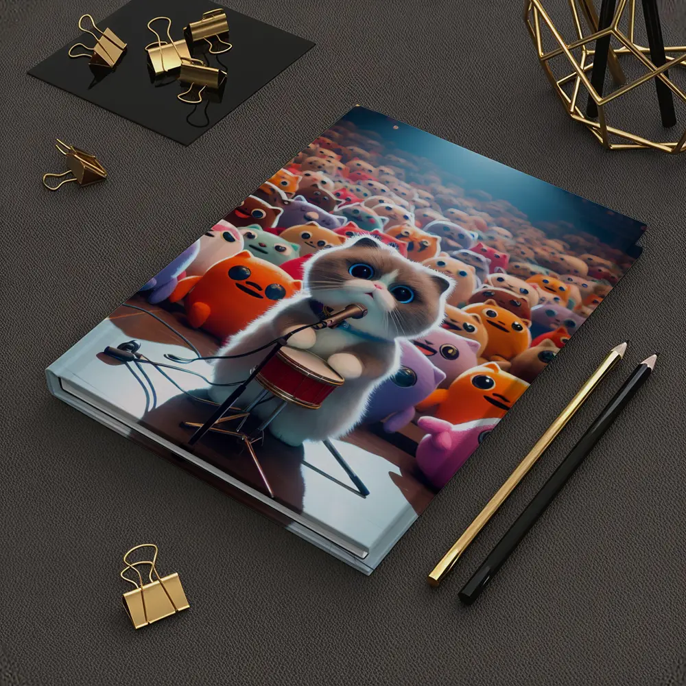 Cute Cat On Stage Cartoon Concert Crowd – Notebooks