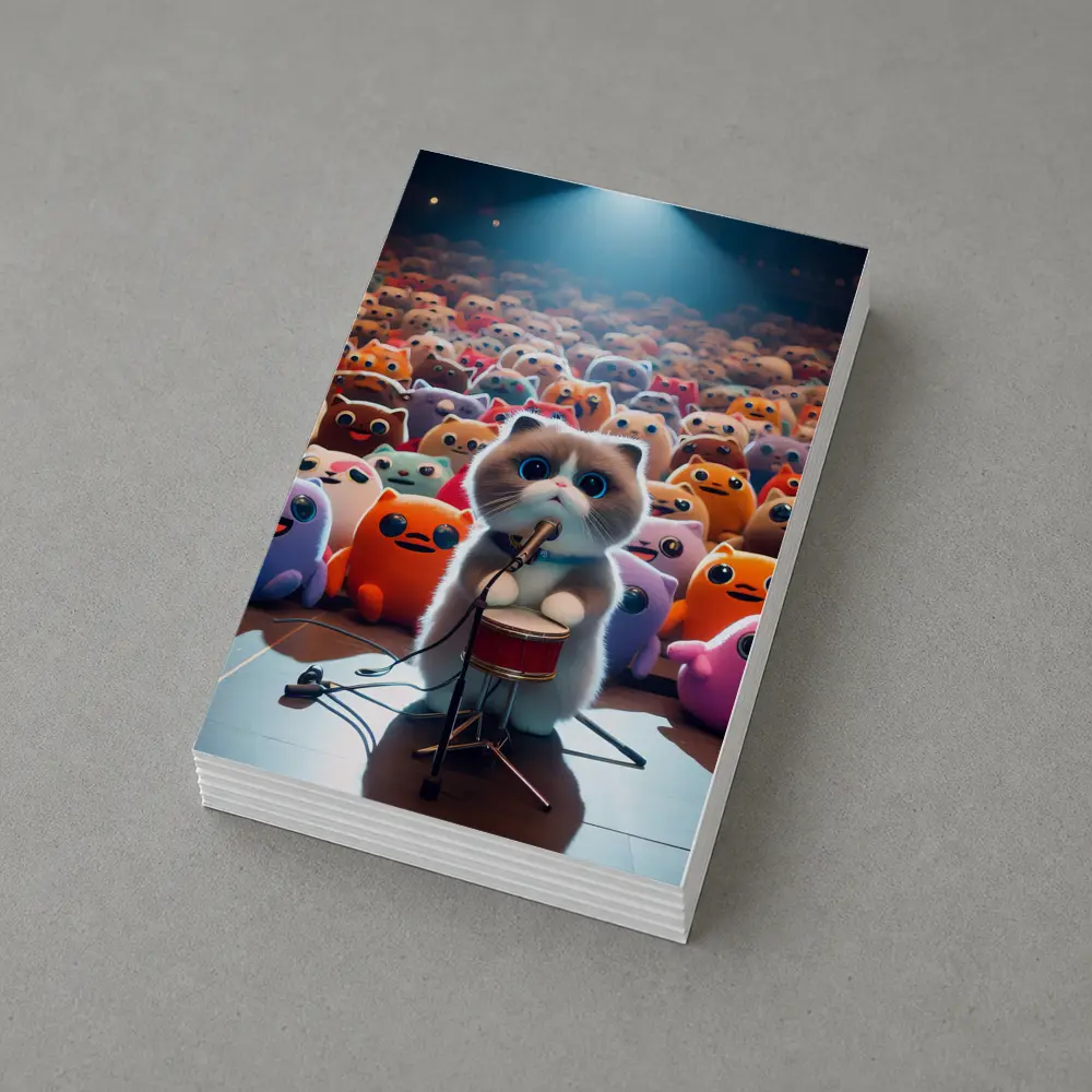 Cute Cat On Stage Cartoon Concert Crowd – Postcards