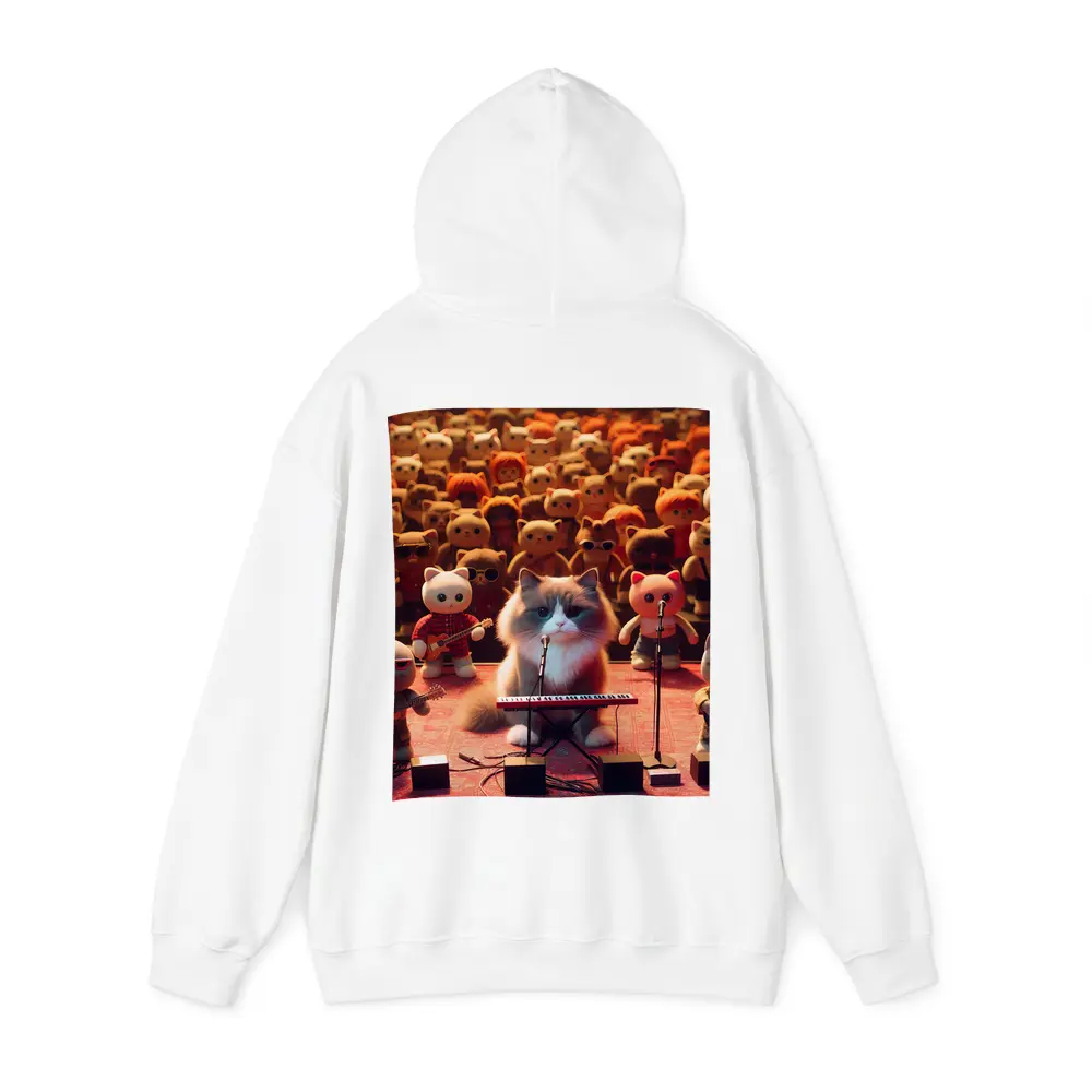 Cat Playing Keyboard On Concert Stage – Hoodies