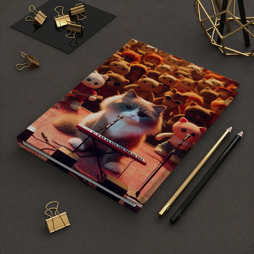 Cat Playing Keyboard On Concert Stage – Notebooks