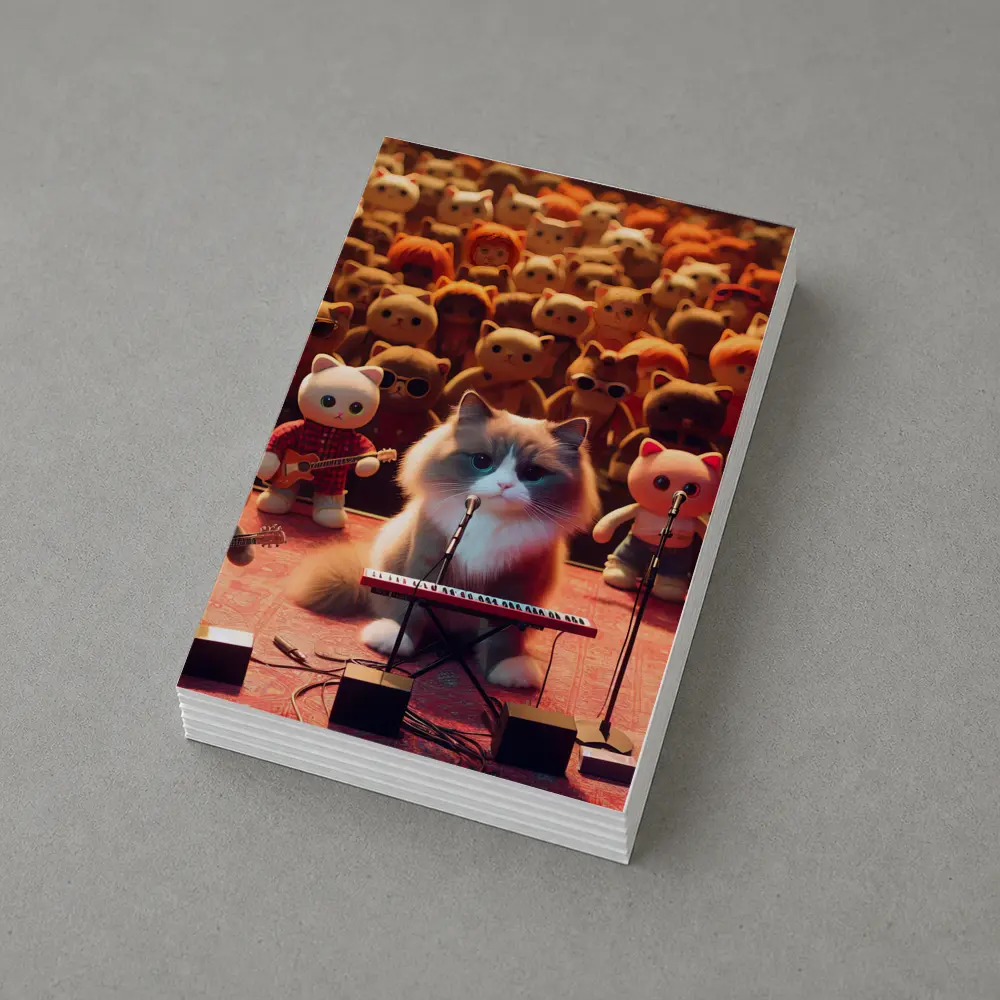 Cat Playing Keyboard On Concert Stage – Postcards