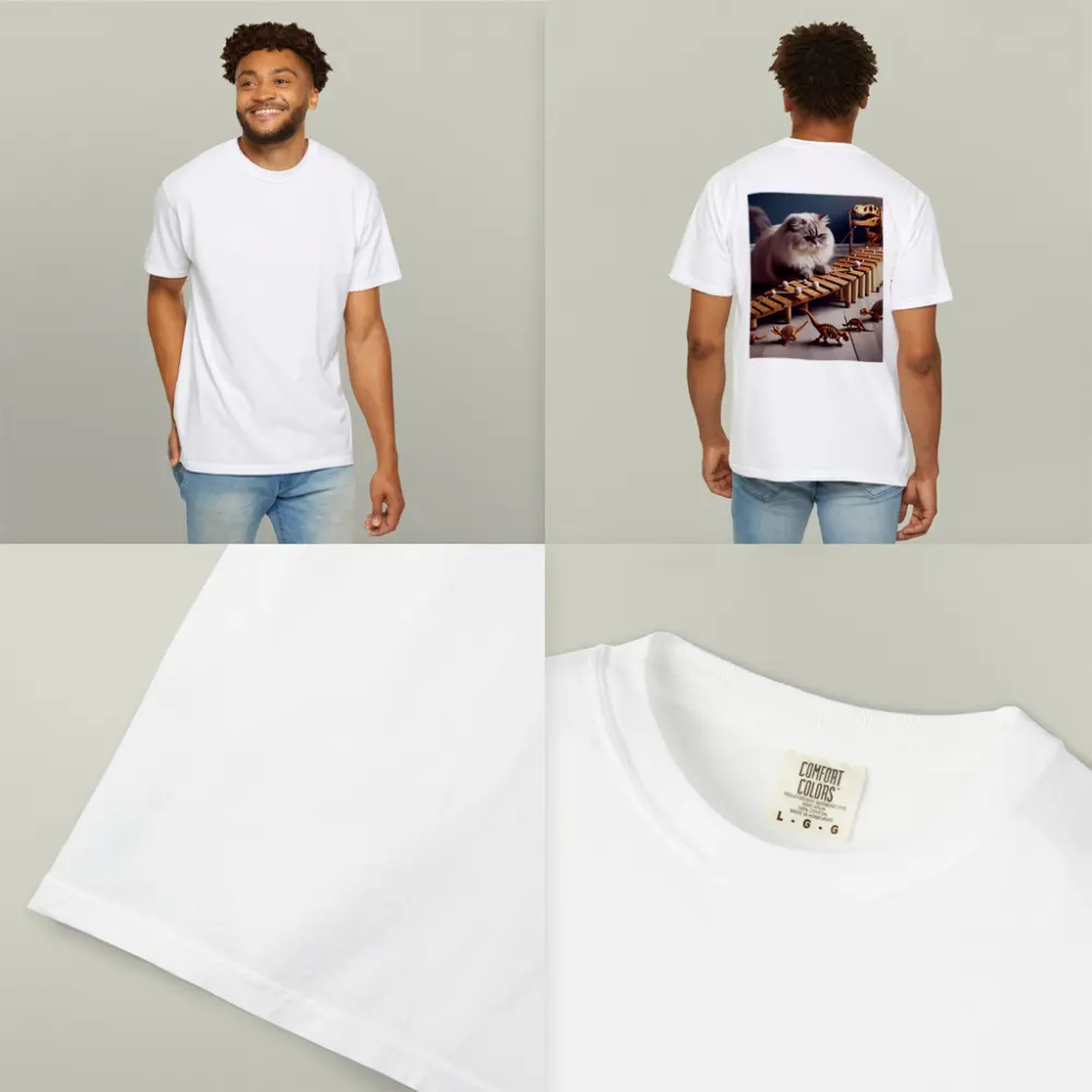 Persian Cat Playing Xylophone With Dinosaurs – T-Shirts