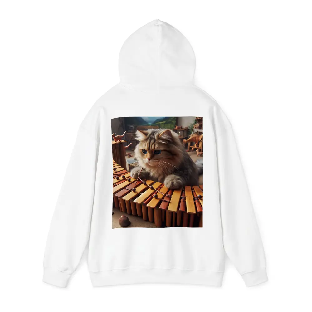 Fluffy Cat Playing Marimba Wooden Toys Background – Hoodies