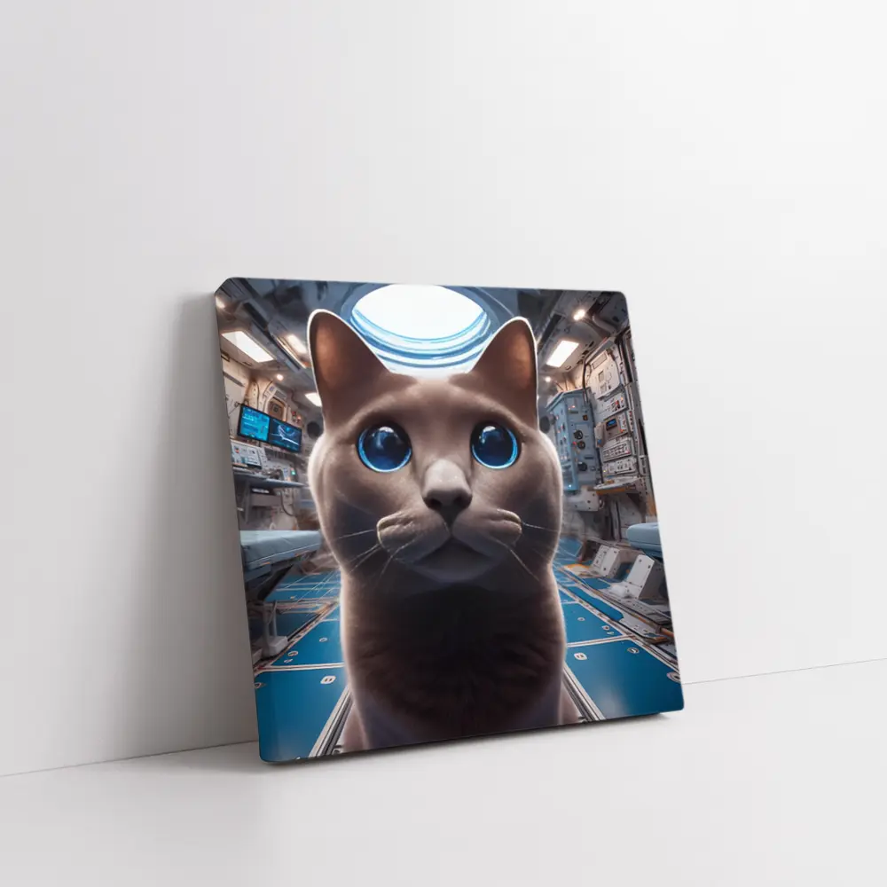 Russian Blue Cat Inside Space Station – Wall Art