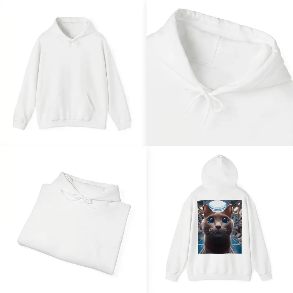 Russian Blue Cat Inside Space Station – Hoodies
