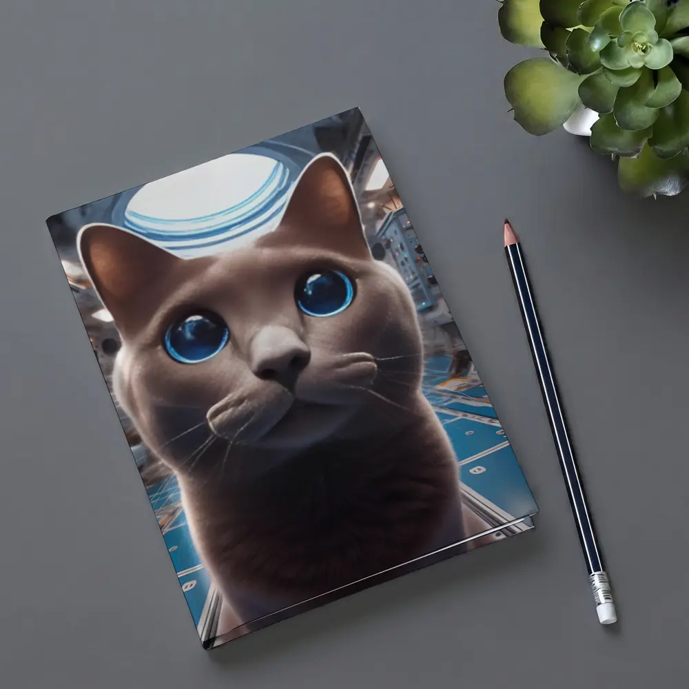 Russian Blue Cat Inside Space Station – Notebooks