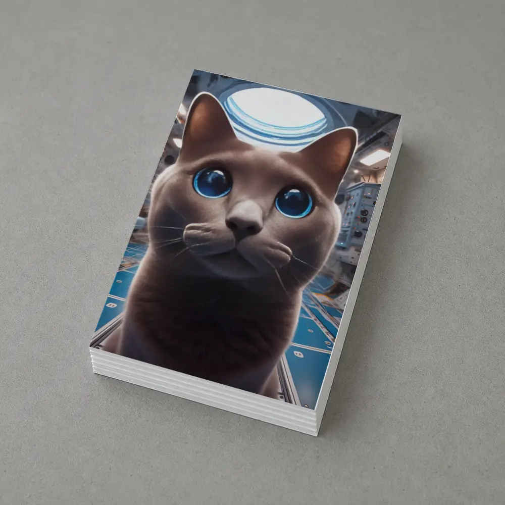 Russian Blue Cat Inside Space Station – Postcards
