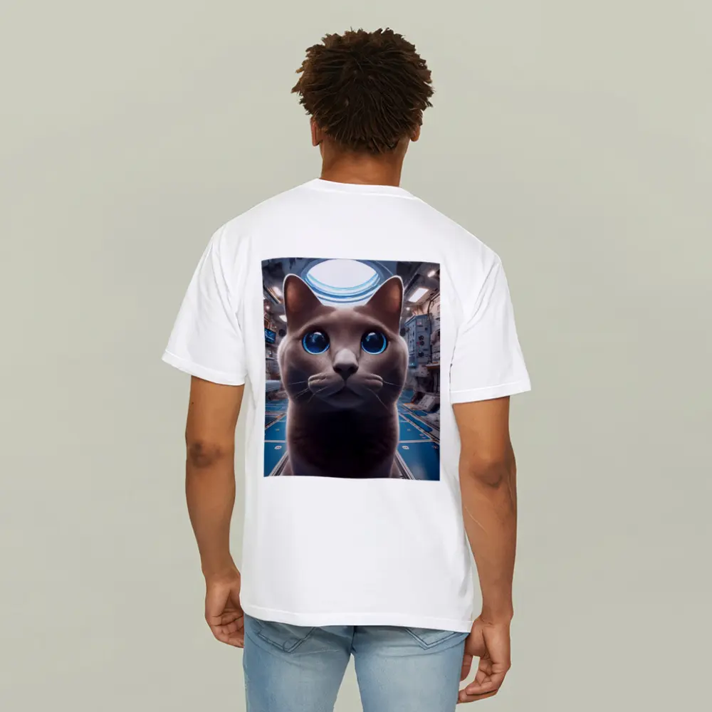 Russian Blue Cat Inside Space Station – T-Shirts