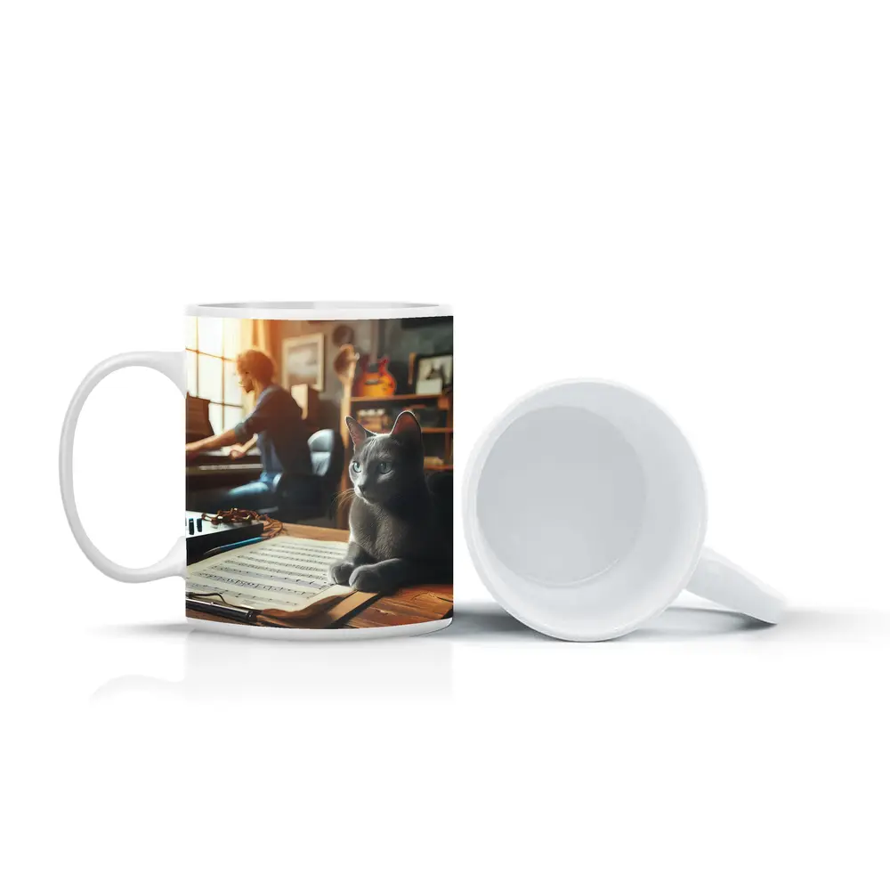Russian Blue Cat Music Studio Scene – Mugs