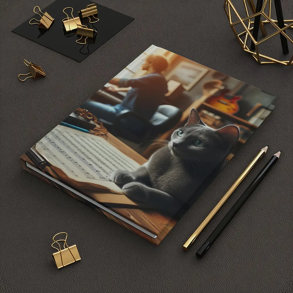 Russian Blue Cat Music Studio Scene – Notebooks