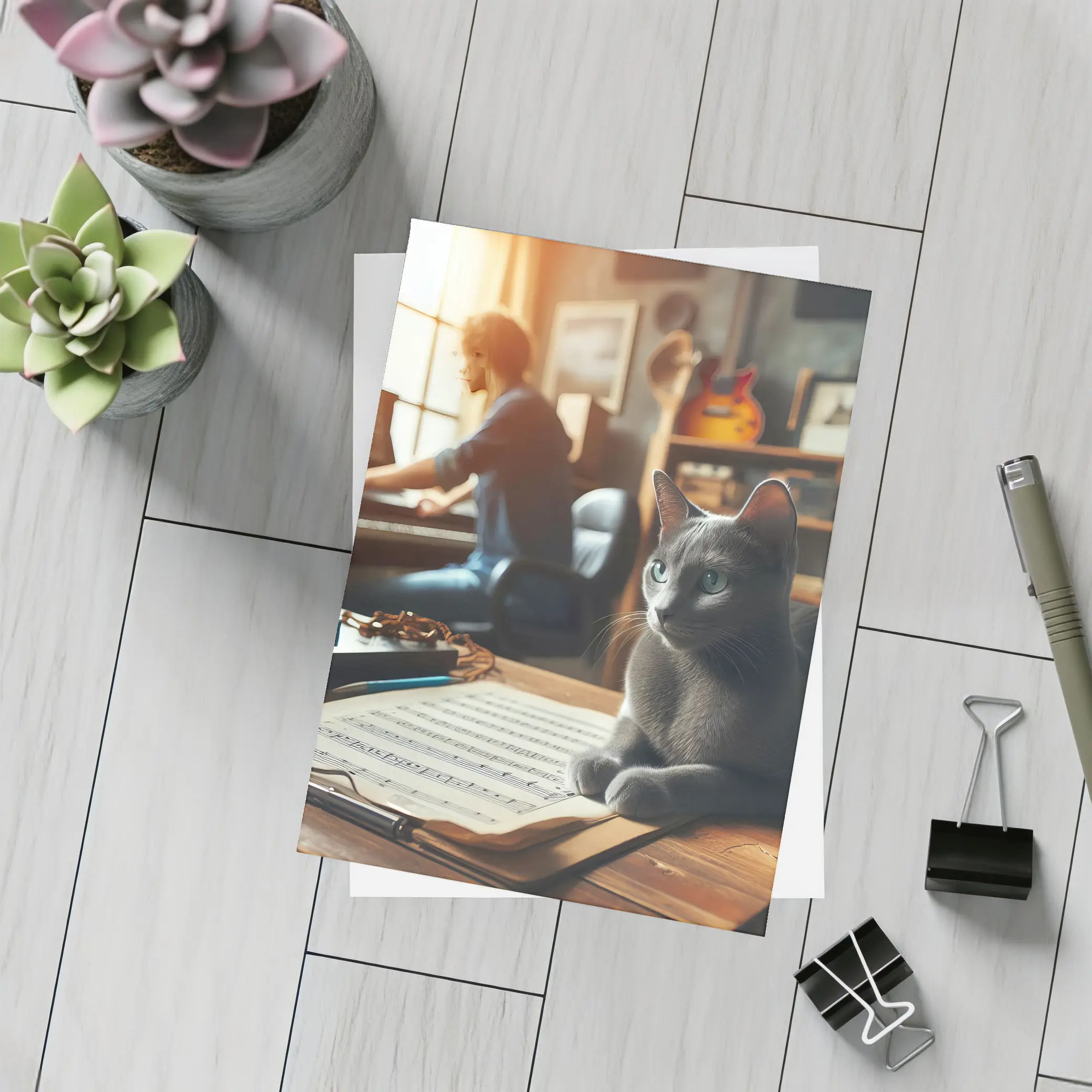 Russian Blue Cat Music Studio Scene – Postcards