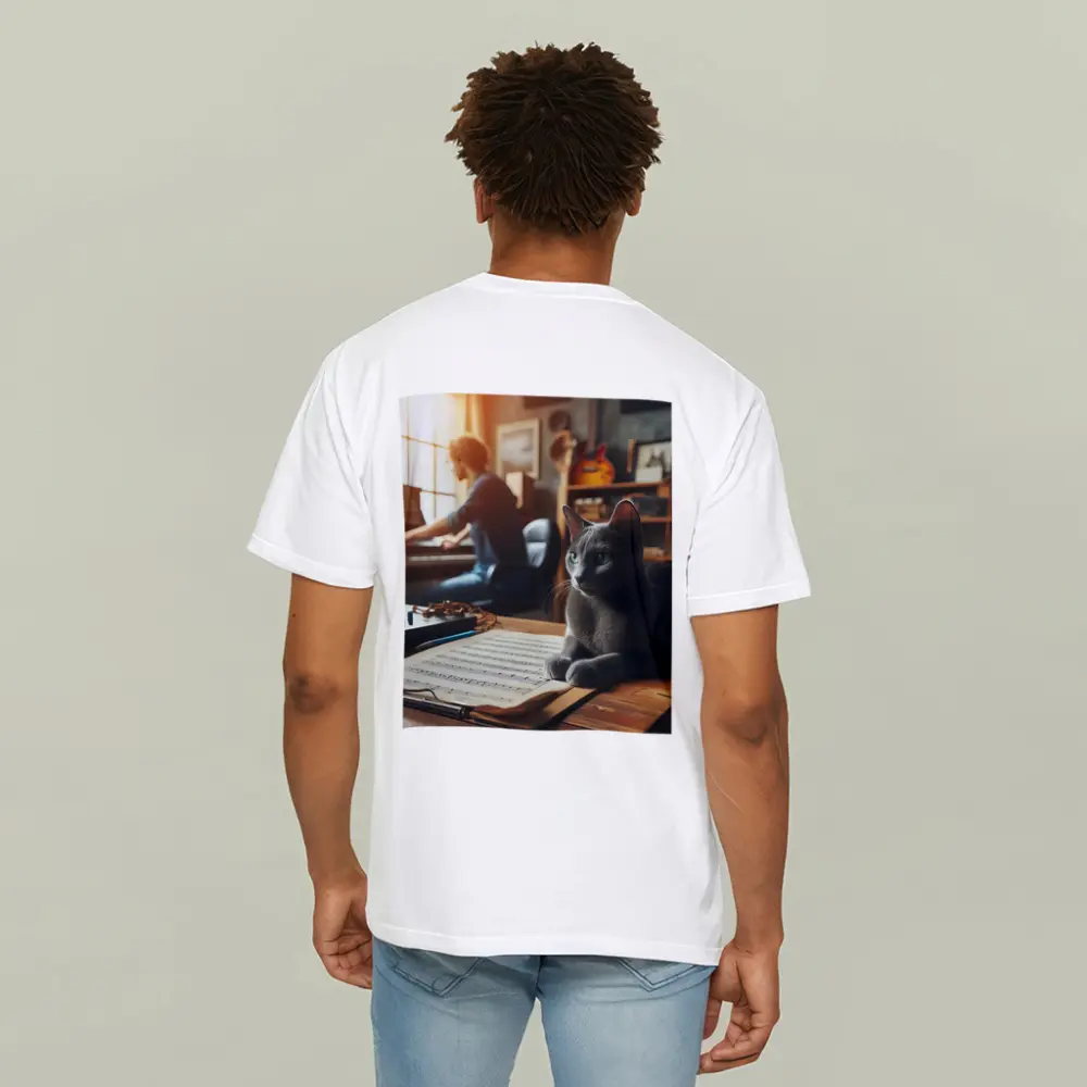Russian Blue Cat Music Studio Scene – T-Shirts
