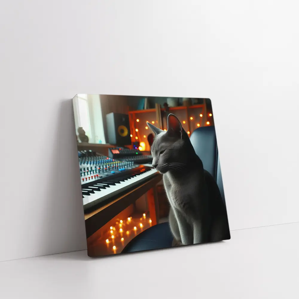 Russian Blue Cat Music Studio Keyboard – Wall Art