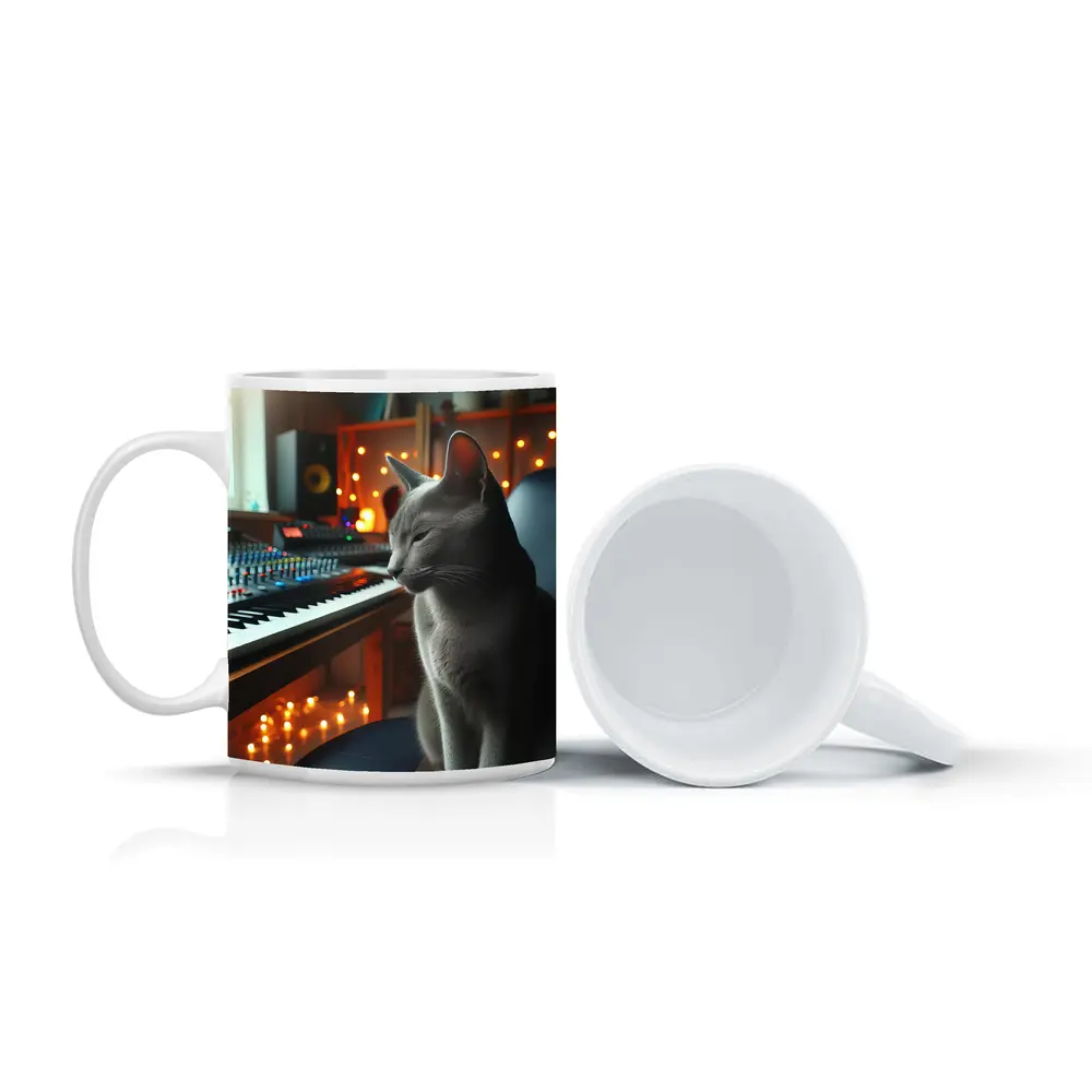 Russian Blue Cat Music Studio Keyboard – Mugs