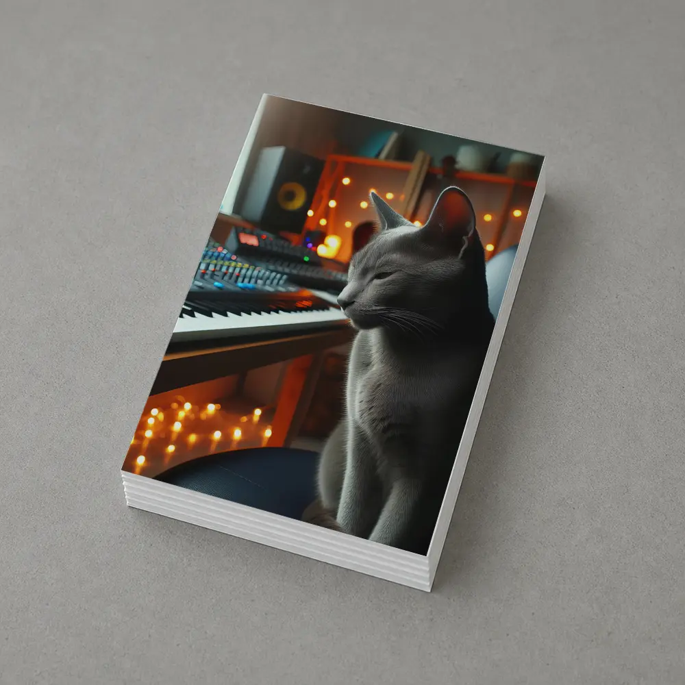 Russian Blue Cat Music Studio Keyboard – Postcards