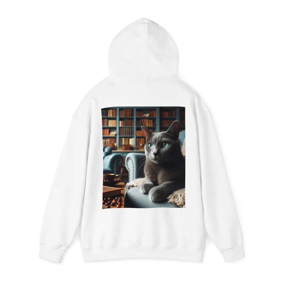 Russian Blue Cat Cozy Library Room – Hoodies
