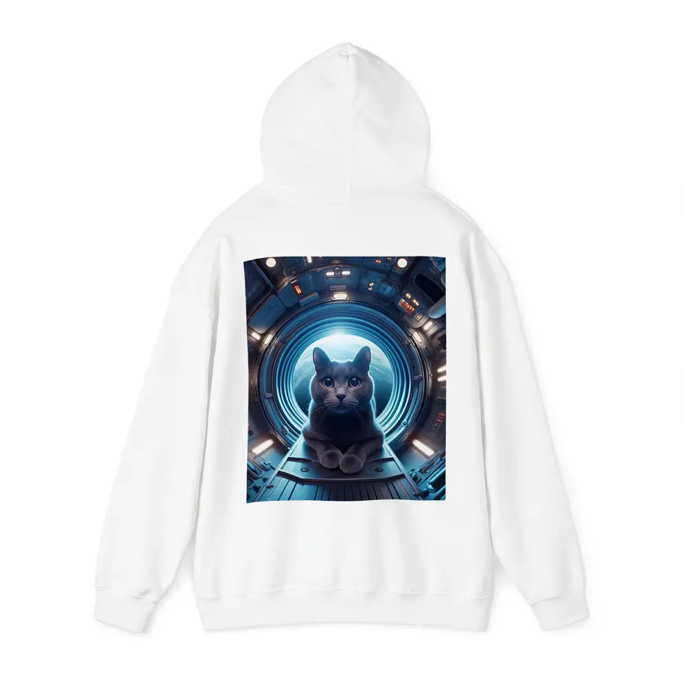 Gray Cat Inside Futuristic Space Station – Hoodies