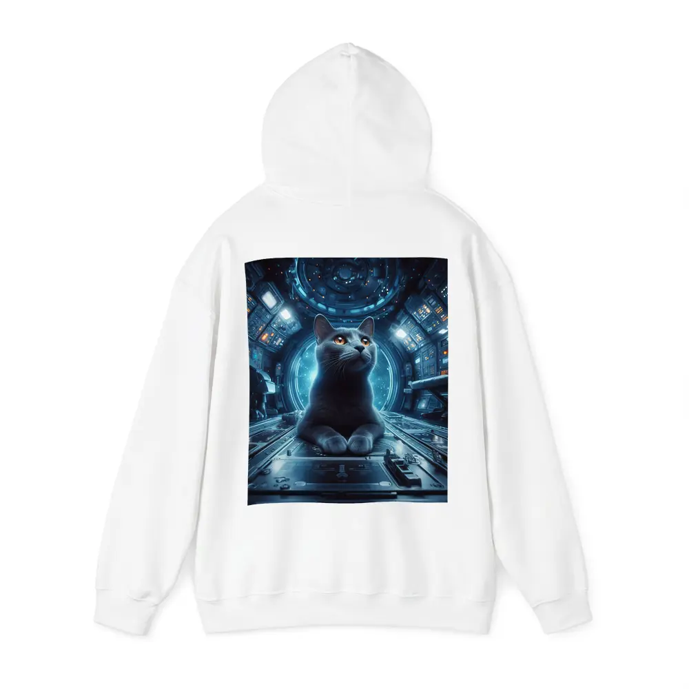 Gray Cat Inside Futuristic Space Station – Hoodies