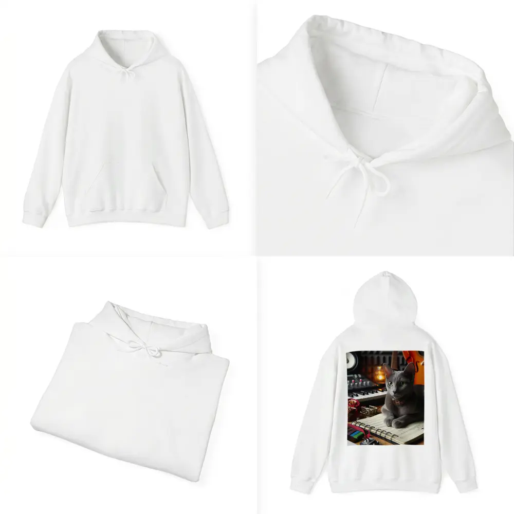 Russian Blue Cat Music Studio Scene – Hoodies