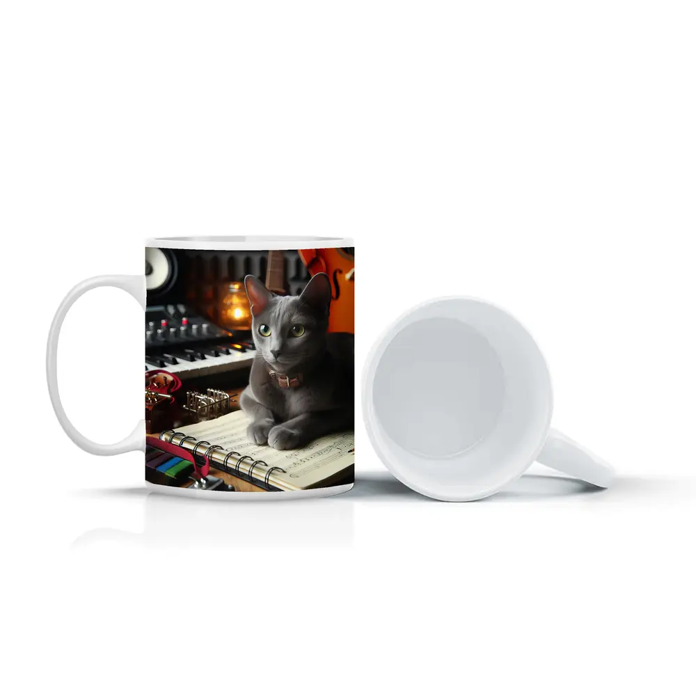 Russian Blue Cat Music Studio Scene – Mugs