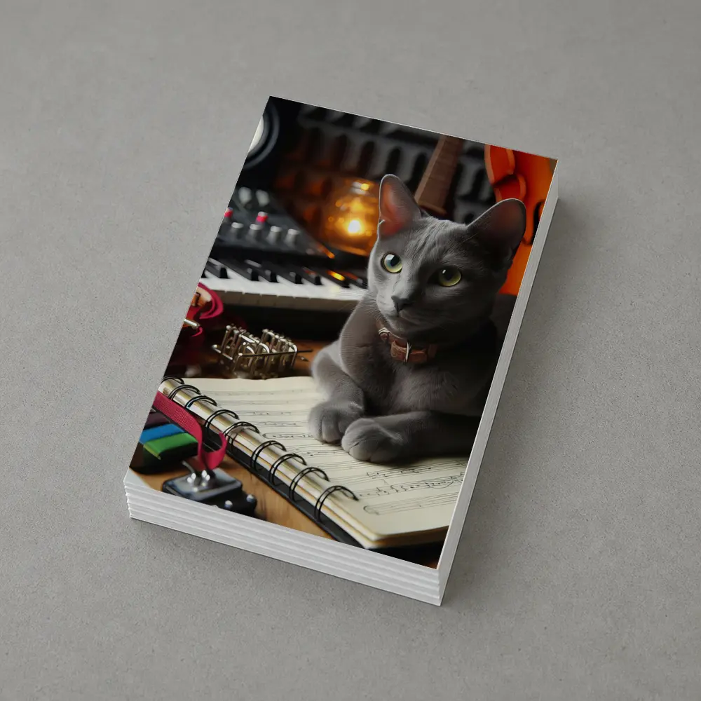 Russian Blue Cat Music Studio Scene – Postcards