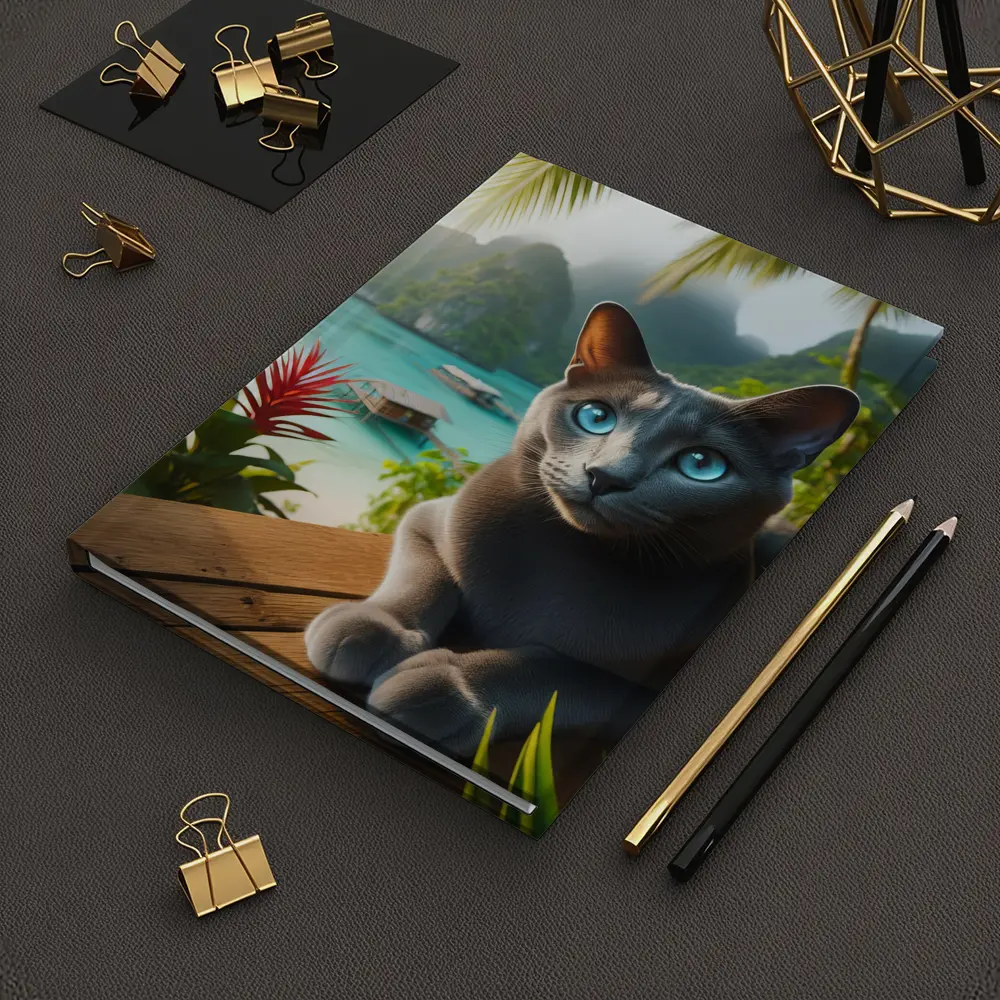 Russian Blue Cat Tropical Island Paradise – Notebooks