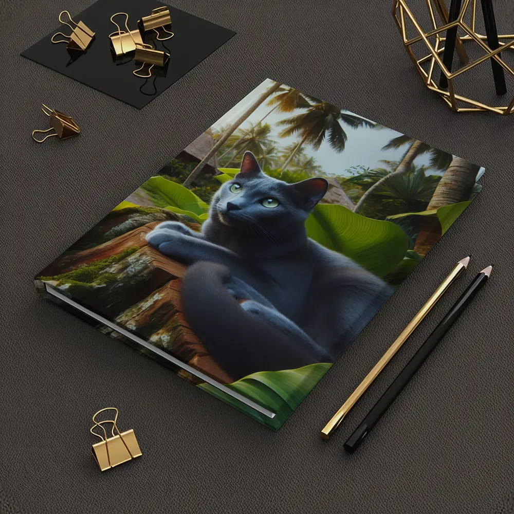 Russian Blue Cat Tropical Jungle Setting – Notebooks