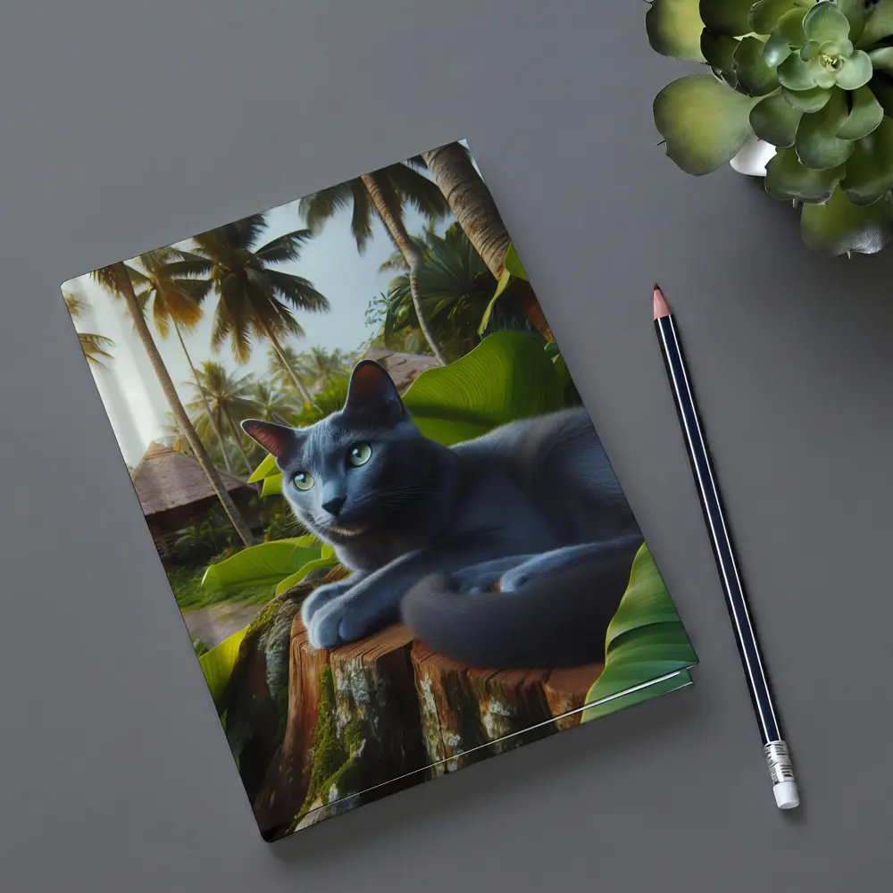 Russian Blue Cat Tropical Jungle Setting – Notebooks
