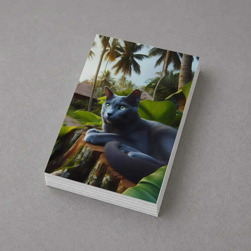 Russian Blue Cat Tropical Jungle Setting – Postcards