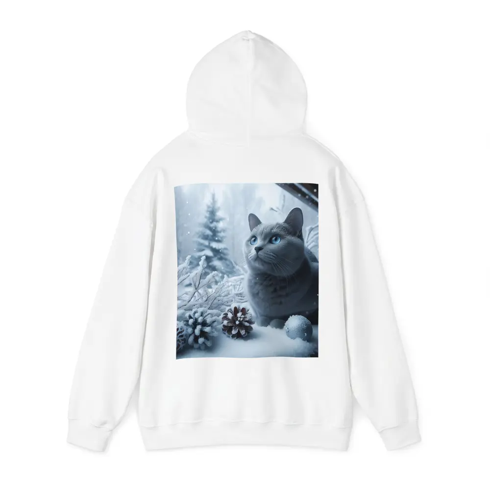 Russian Blue Cat Snow Winter Scene – Hoodies