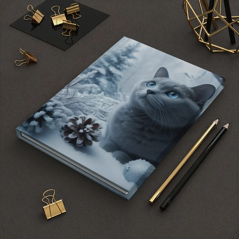 Russian Blue Cat Snow Winter Scene – Notebooks