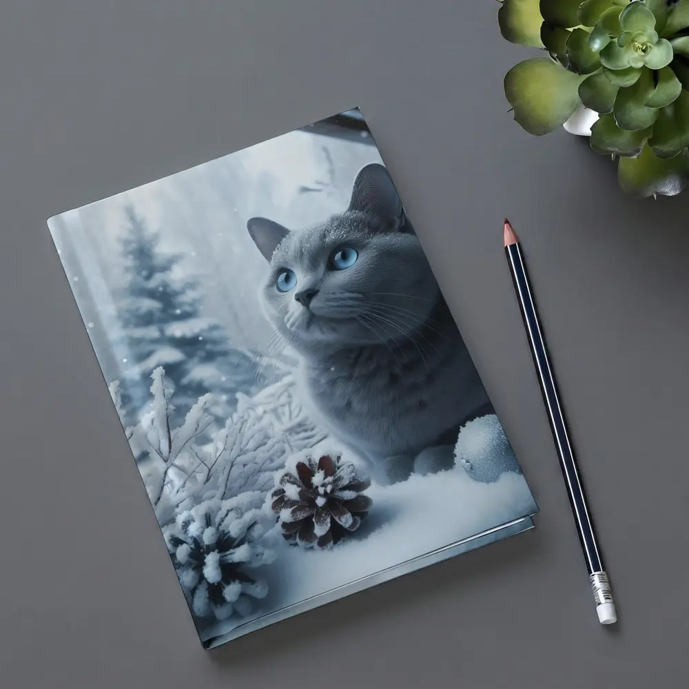 Russian Blue Cat Snow Winter Scene – Notebooks