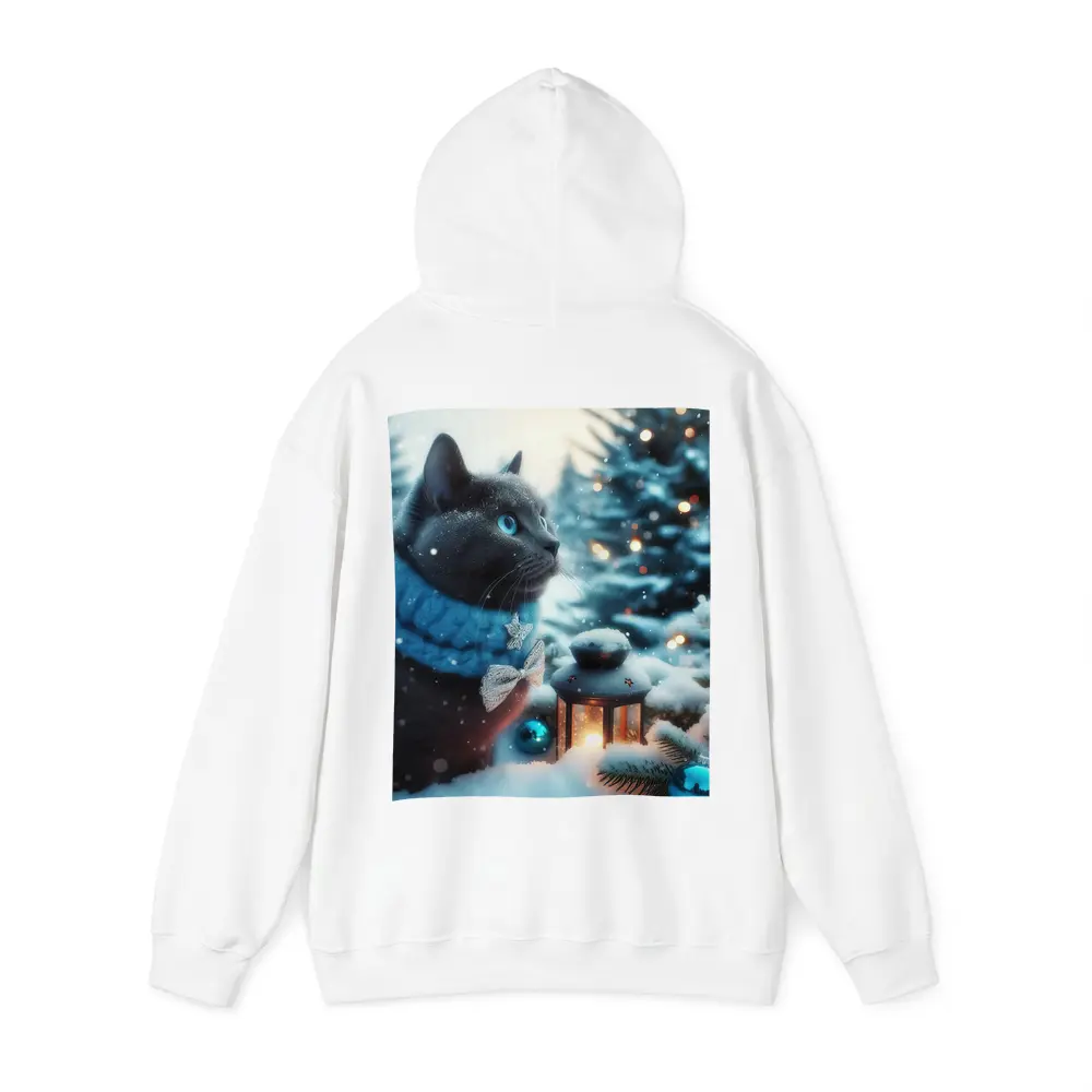 Russian Blue Cat Winter Christmas Snow Scene – Hoodies