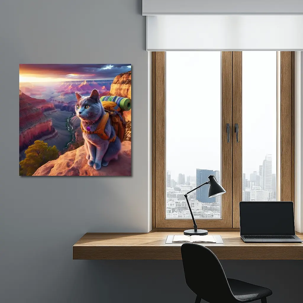 Gray Cat Hiking Grand Canyon Sunset – Wall Art