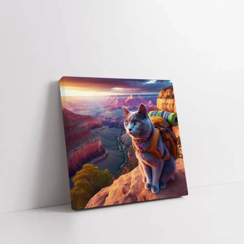 Gray Cat Hiking Grand Canyon Sunset – Wall Art