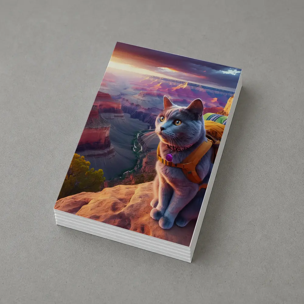 Gray Cat Hiking Grand Canyon Sunset – Postcards
