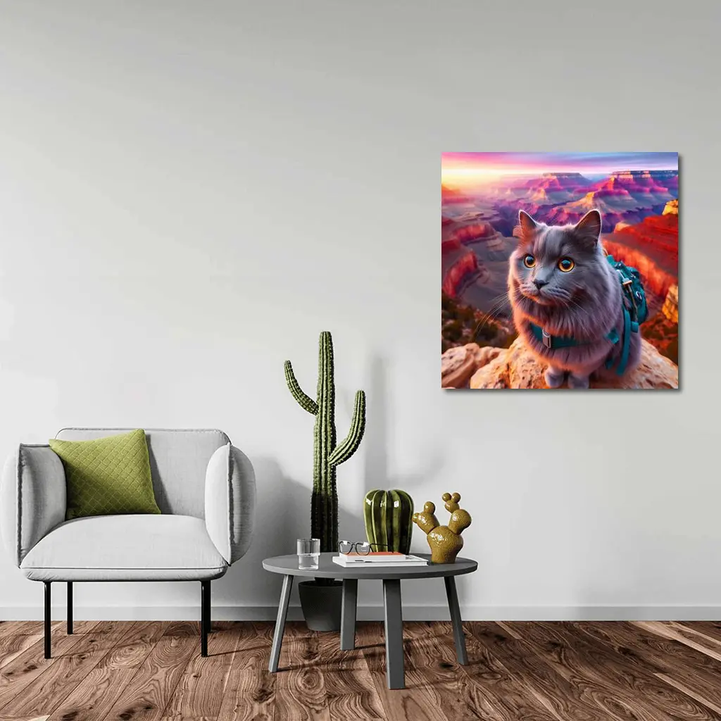 Gray Cat Grand Canyon Sunset Adventure – Wall Art
