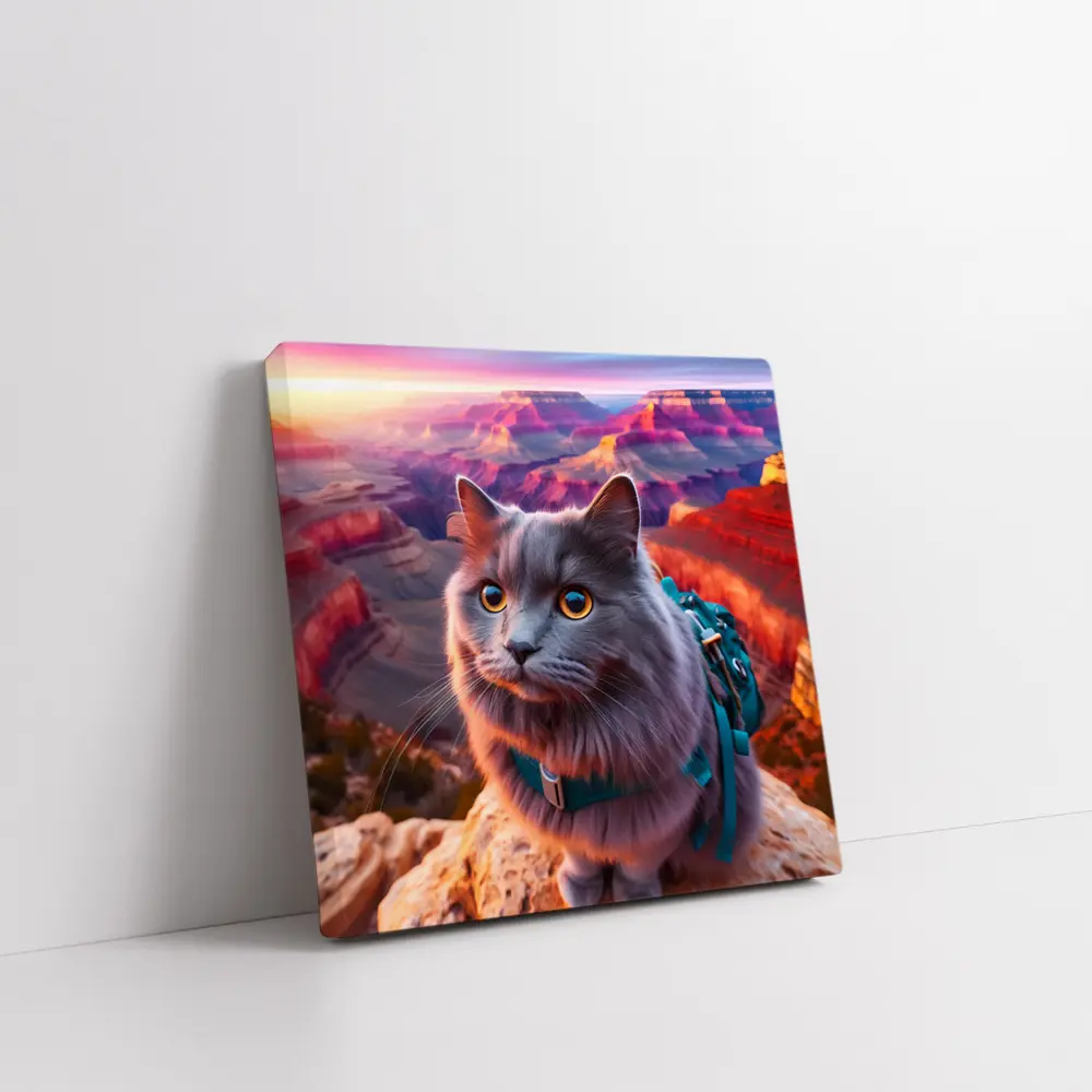 Gray Cat Grand Canyon Sunset Adventure – Wall Art