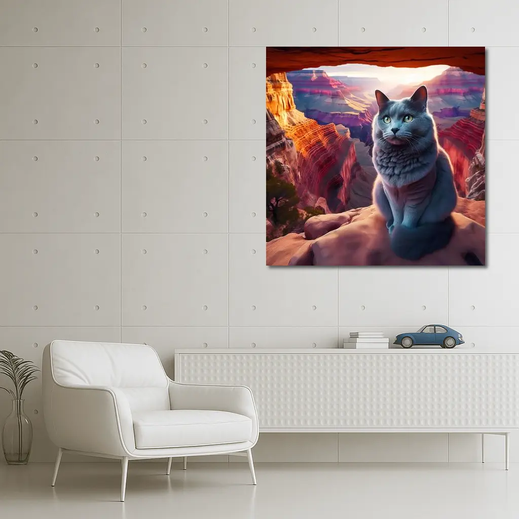 Russian Blue Cat Grand Canyon Sunset – Wall Art