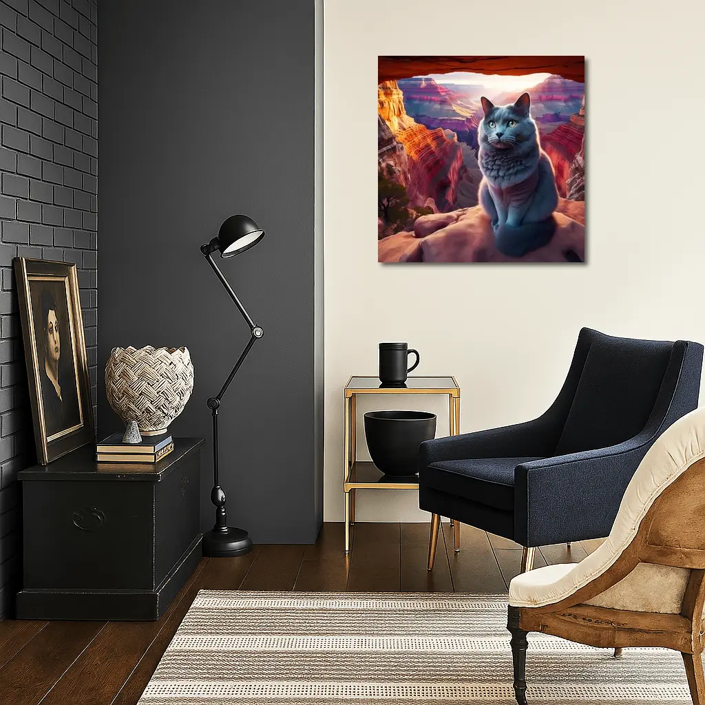 Russian Blue Cat Grand Canyon Sunset – Wall Art