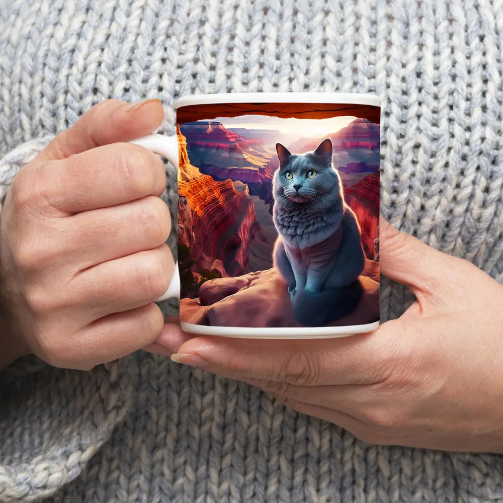 Russian Blue Cat Grand Canyon Sunset – Mugs