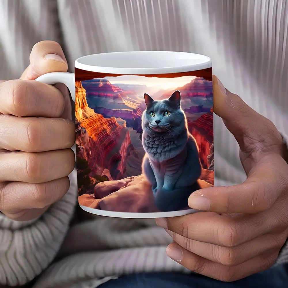 Russian Blue Cat Grand Canyon Sunset – Mugs