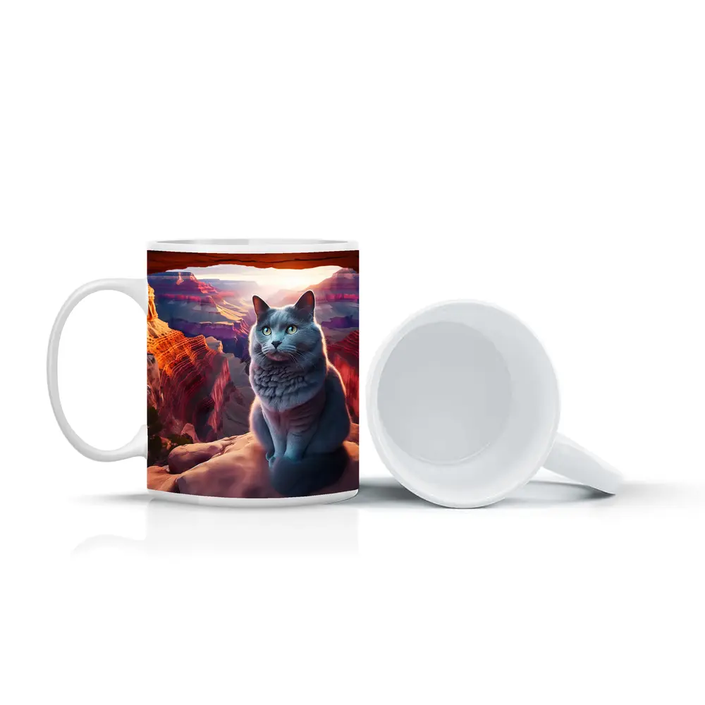 Russian Blue Cat Grand Canyon Sunset – Mugs