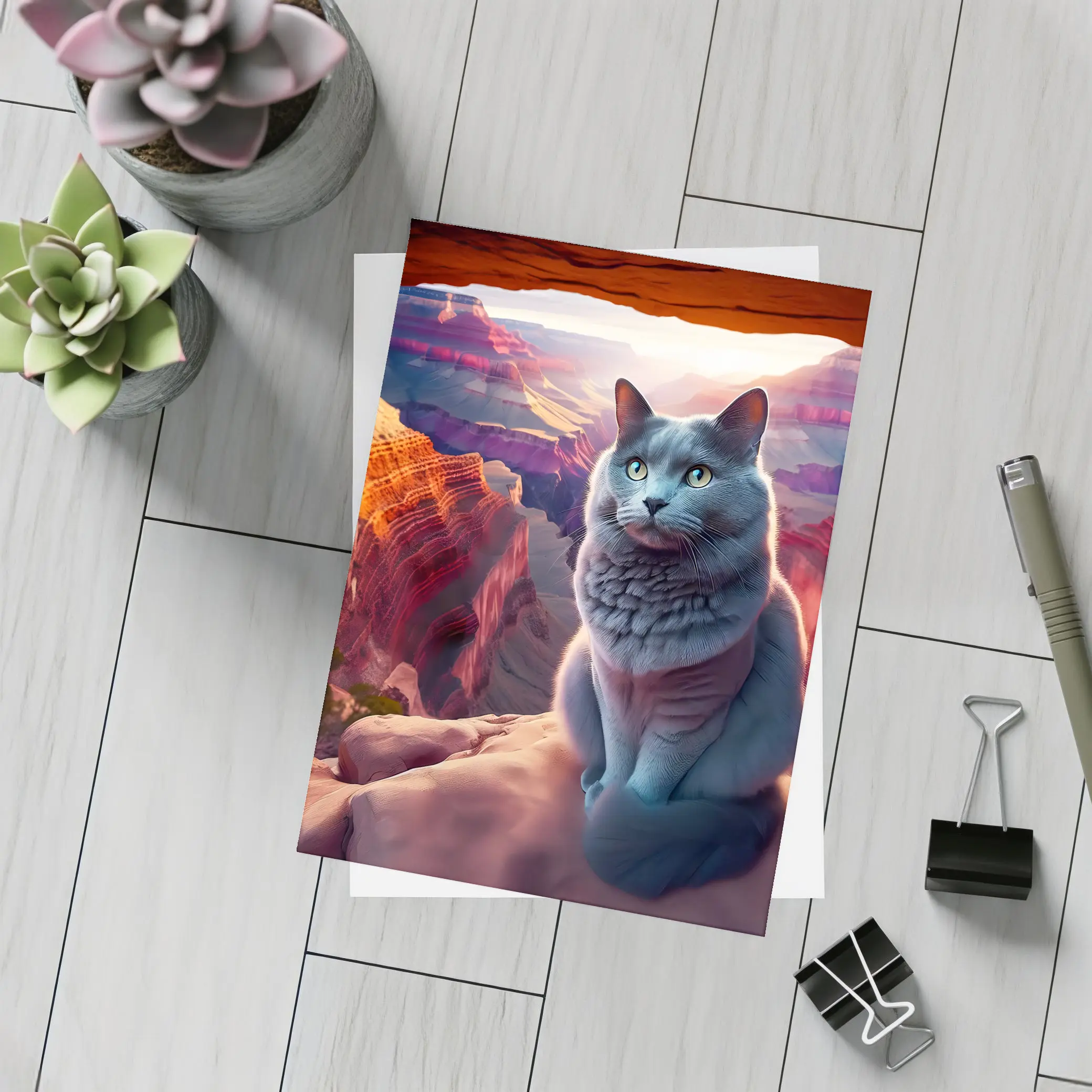 Russian Blue Cat Grand Canyon Sunset – Postcards