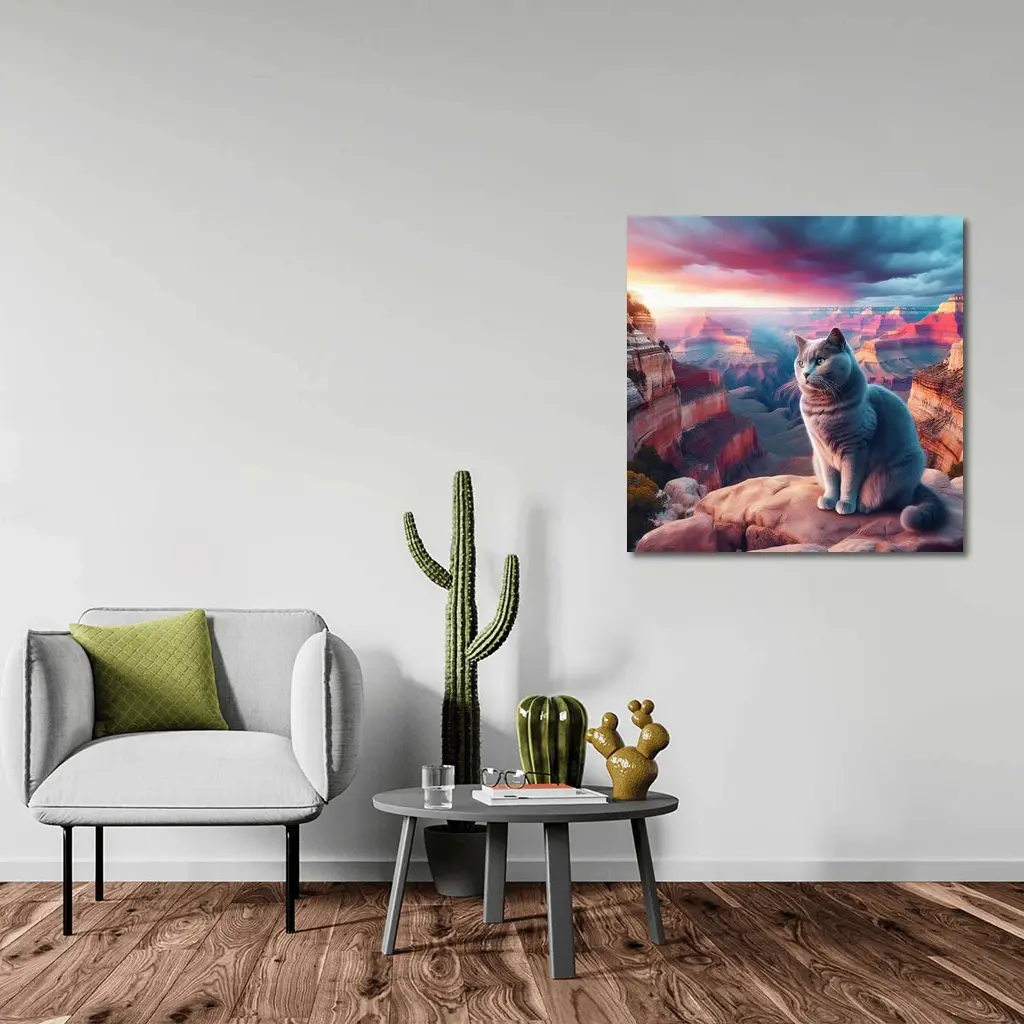 Russian Blue Cat Grand Canyon Sunset – Wall Art
